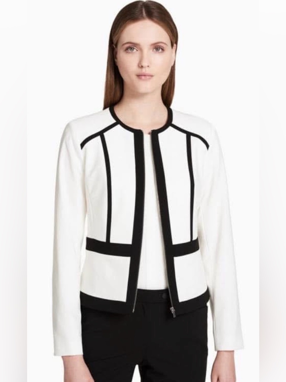 Calvin Klein White Jacket with Black Contrast Trim